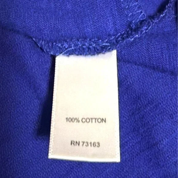 Cable & Gauge Womens Bright Blue Cotton Short Sleeve Embroidered Top Size L - Picture 5 of 7